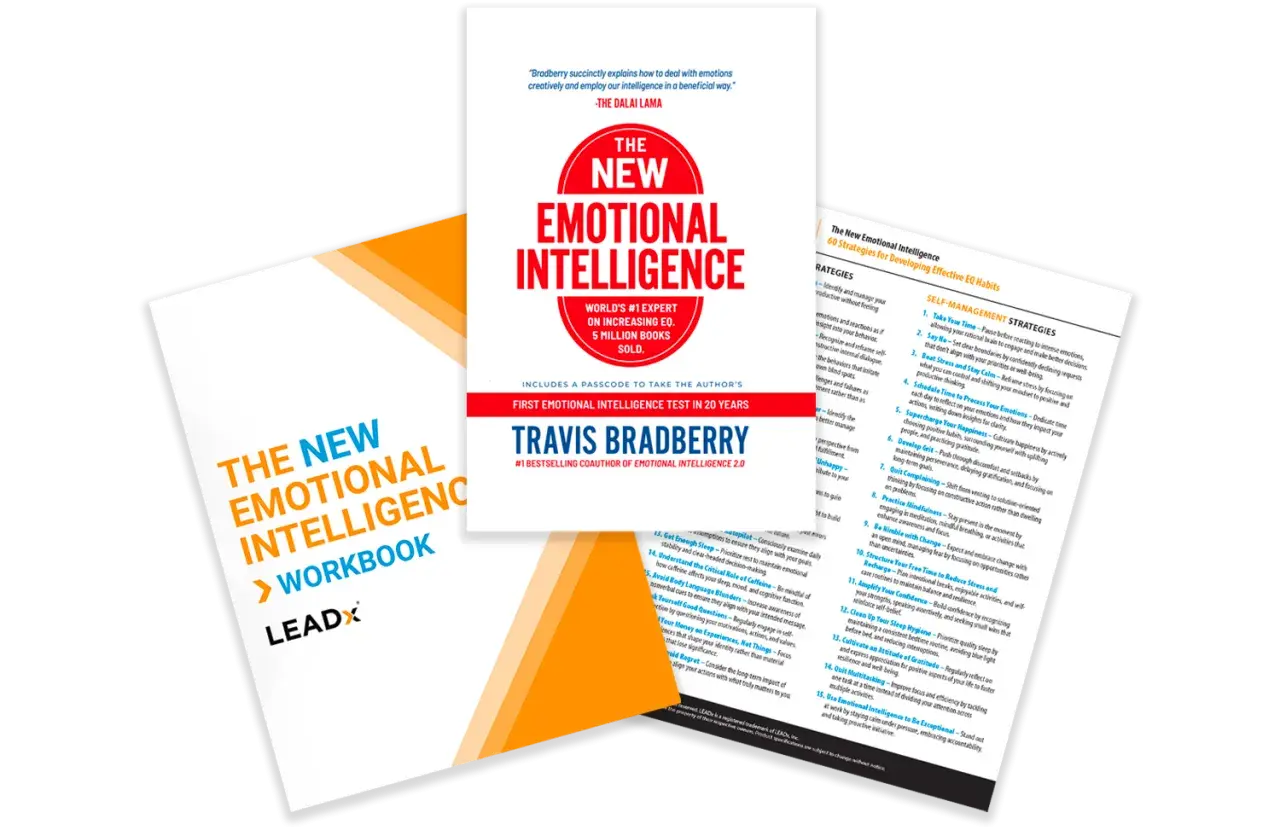 The New Emotional Intelligence workbook and book, showcasing determination as a strength through strategies for developing EQ.
