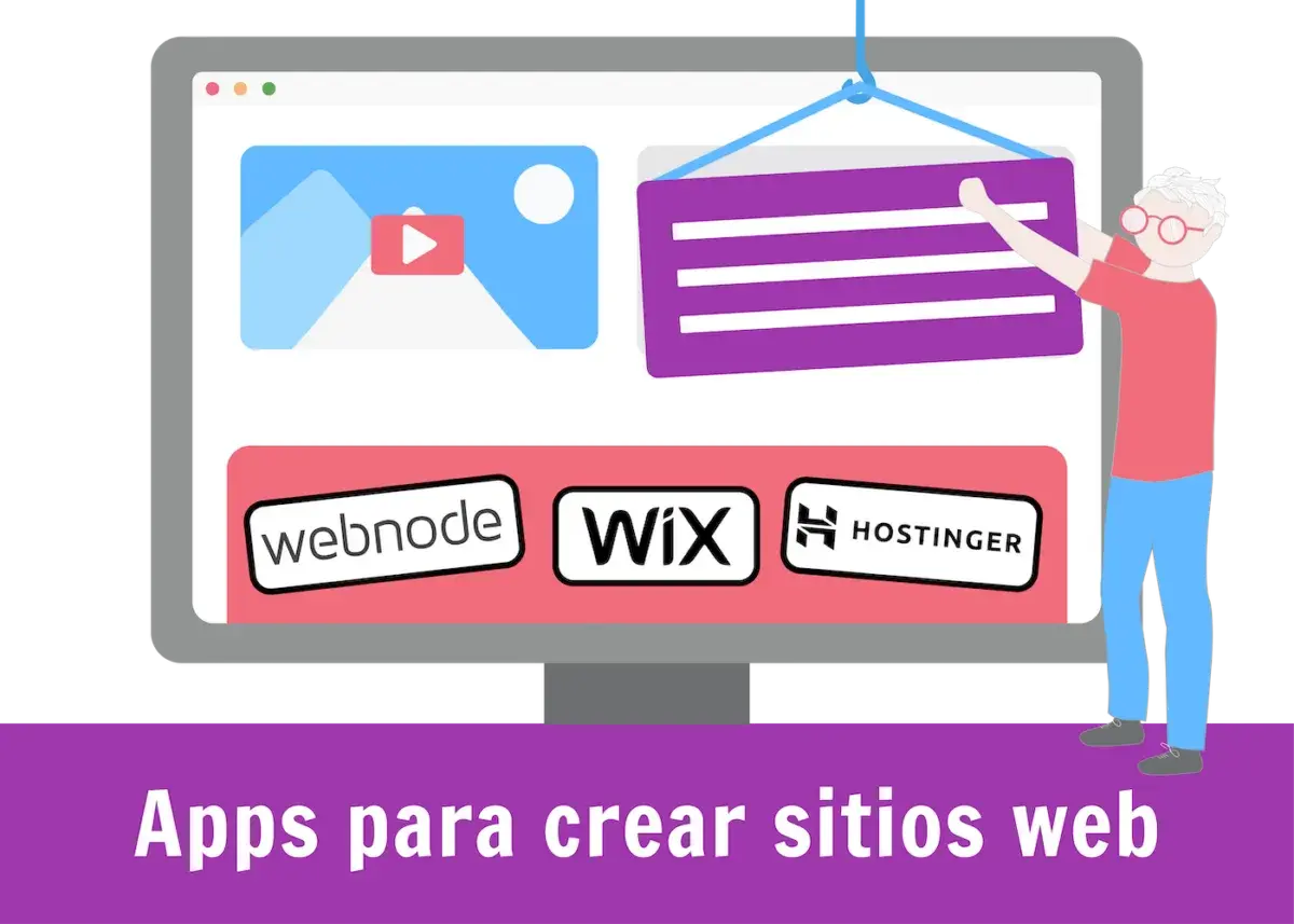 Un hombre construye un sitio web con programas como Webnode, Wix y Hostinger.