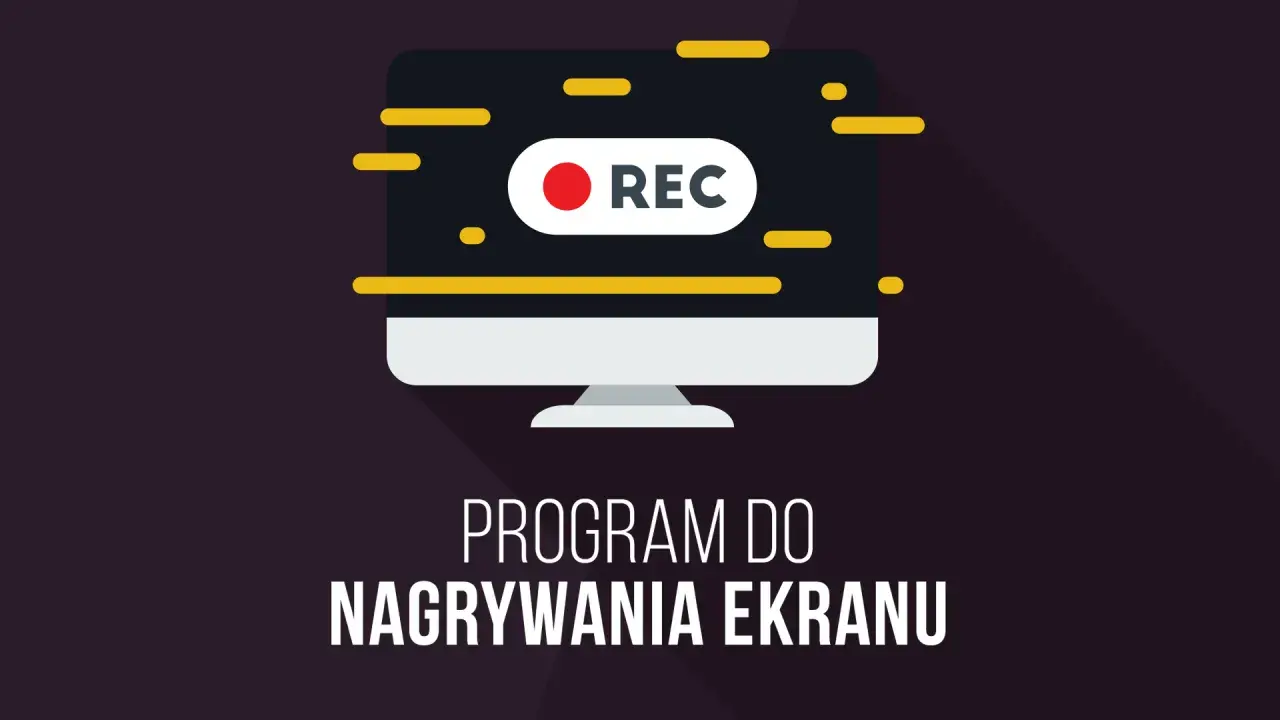 Ikona komputera z napisem "REC" symbolizuje program do nagrywania ekranu, idealny do tworzenia tutoriali i prezentacji.