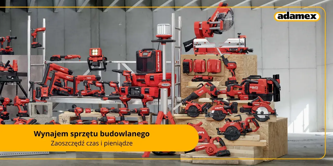 Duży wybór profesjonalnego sprzętu budowlanego Hilti. Wiertarki, piły, szlifierki i inne narzędzia czekają na wynajem.