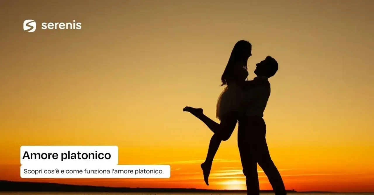 Coppia in silhouette al tramonto, un uomo solleva una donna. Un amore puro, un legame profondo, amare una persona ma non desiderarla fisicamente.