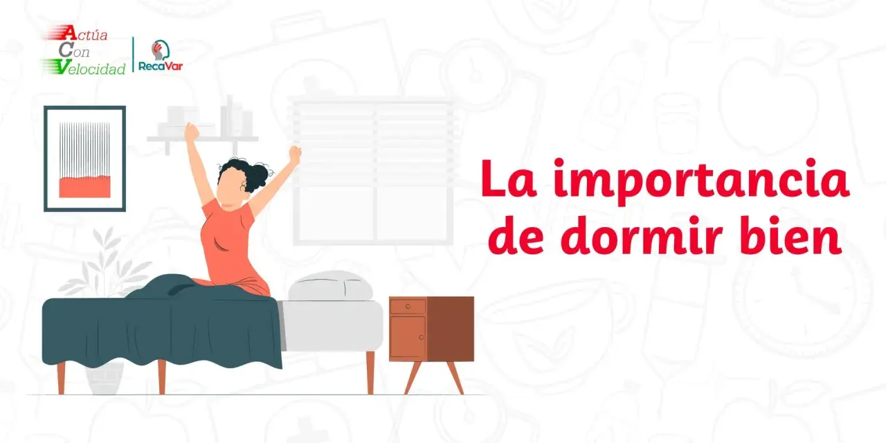 Mujer se estira en la cama, lista para un día lleno de energía. La importancia de dormir bien para descansar y recargar.