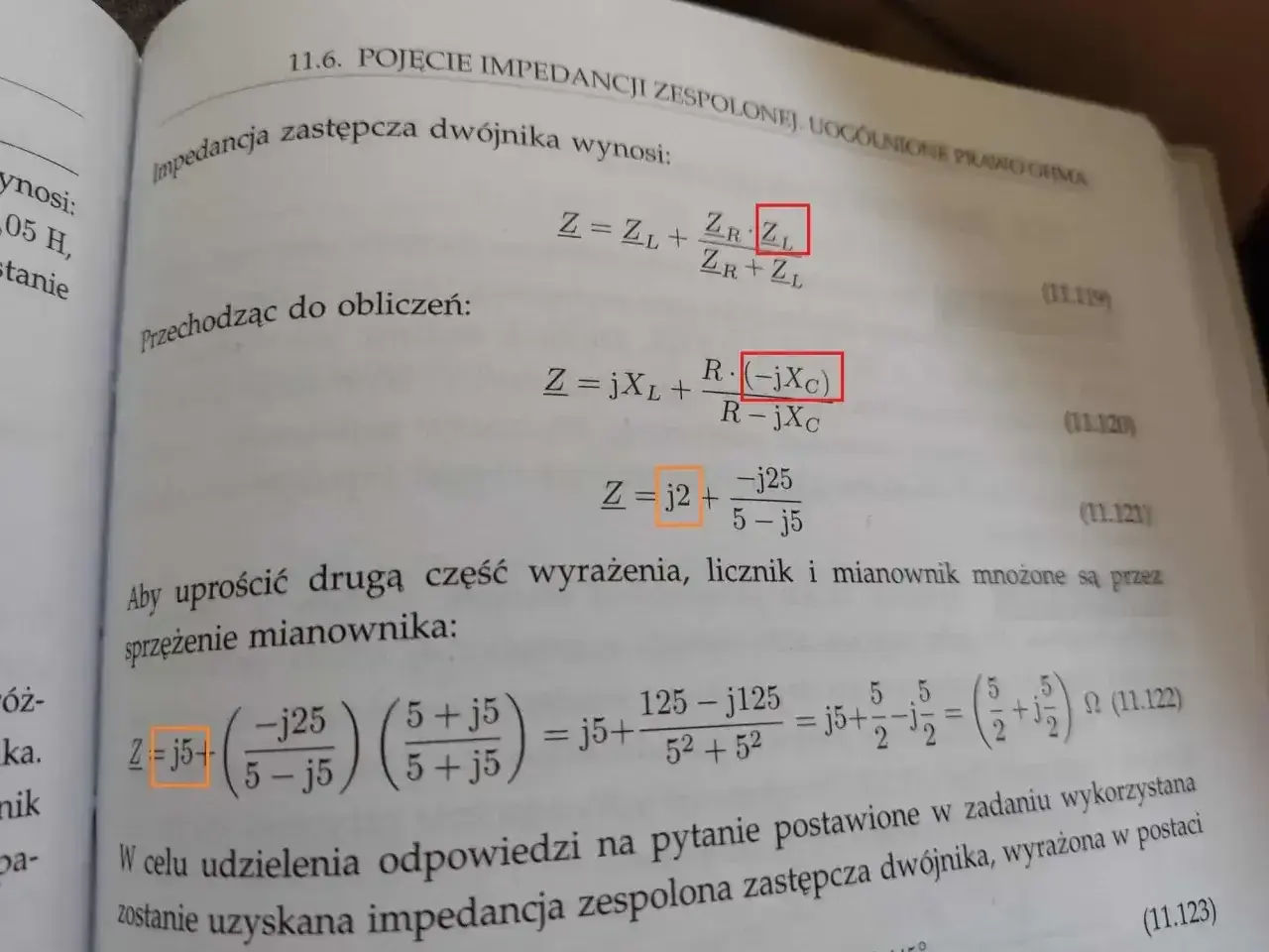 Obliczenia pokazują, co to jest impedancja zespolona, przekształcając wzory i upraszczając wyrażenia.