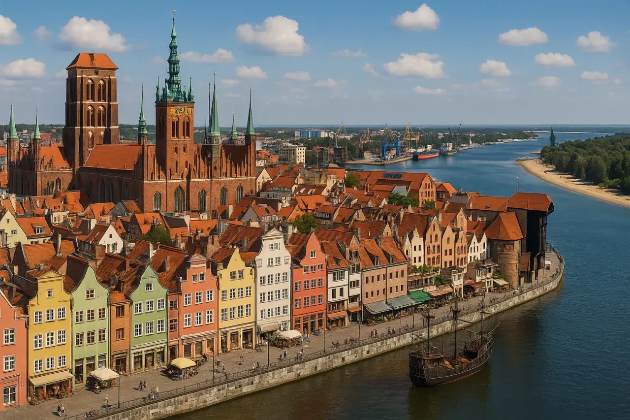 Gdańsk: kolorowe kamienice nad Motławą, historyczny Żuraw i statki. Idealne miejsce na odkrywanie atrakcji dla dorosłych.