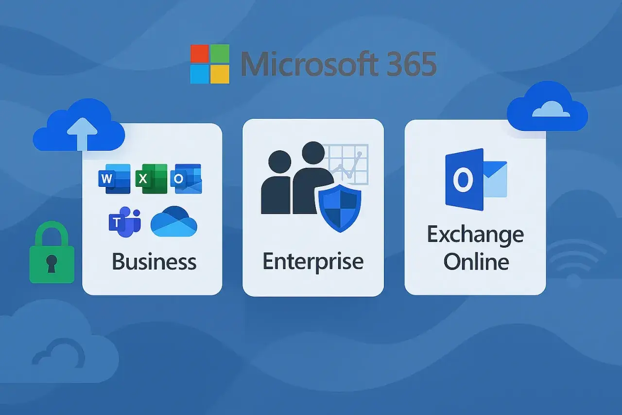 Microsoft 365 propose des licences adaptées aux entreprises : Business, Enterprise et Exchange Online.