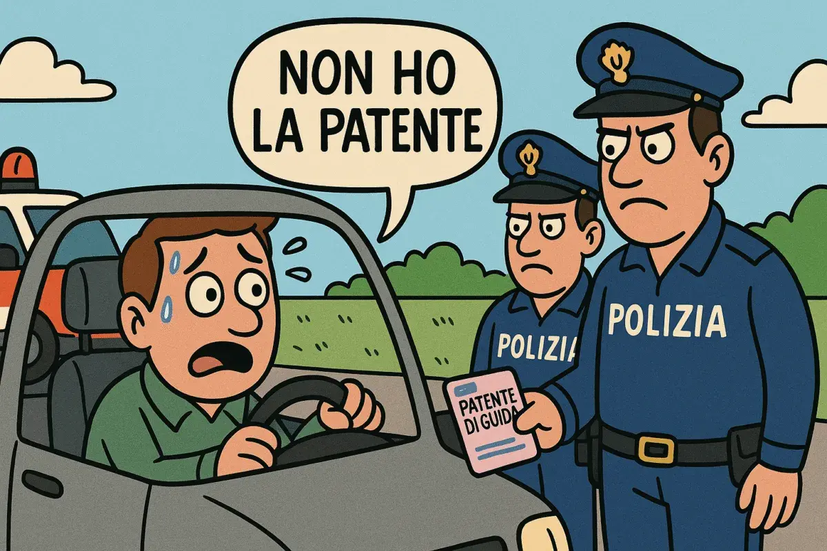 Un automobilista sudato ammette "Non ho la patente" a due poliziotti severi. Cosa succede se ti fermano senza patente?