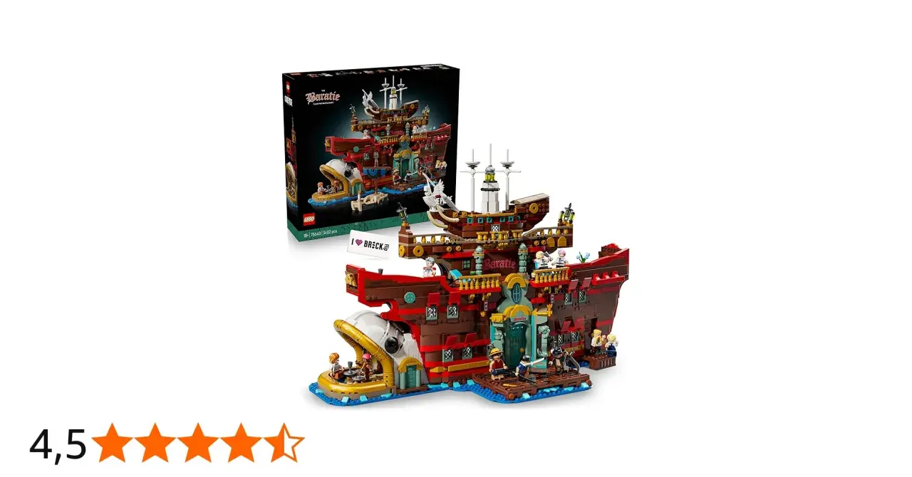 Das Lego Baratie ist ein detailreiches Schiff mit vielen Figuren, das zum Spielen und Ausstellen einlädt.