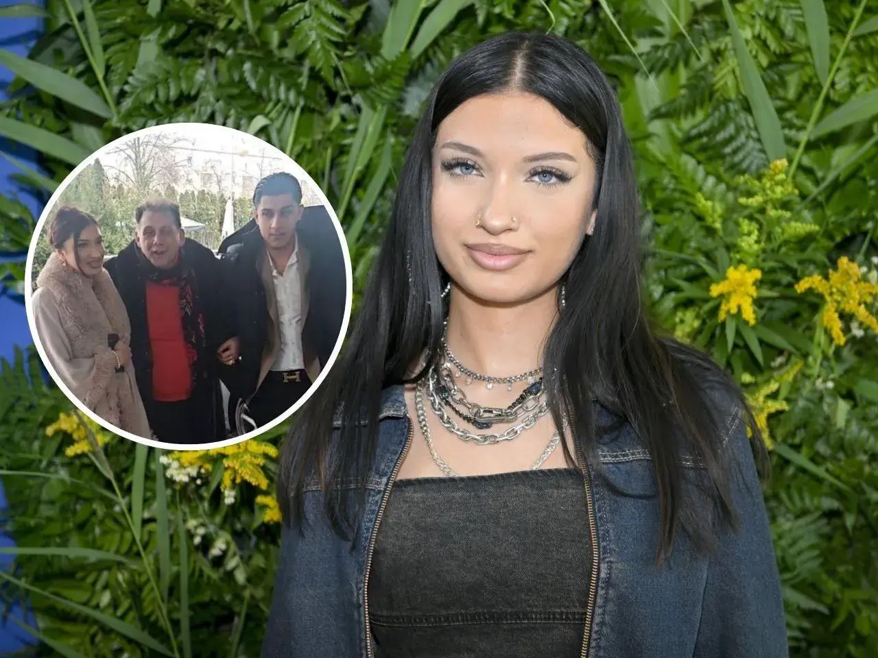 Viki Gabor z rodziną. Na zdjęciu w okręgu widać jej rodziców i brata, a obok Viki Gabor.