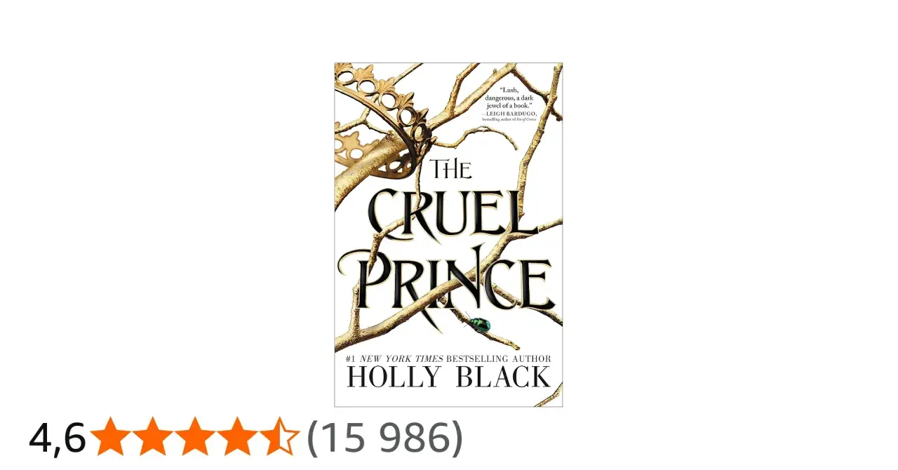 Okładka książki "The Cruel Prince" z koroną i gałęziami.