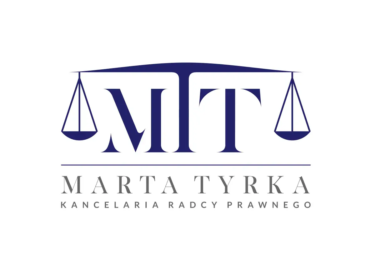 Logo kancelarii radcy prawnego Marty Tyrki z wagą prawniczą i inicjałami MT.