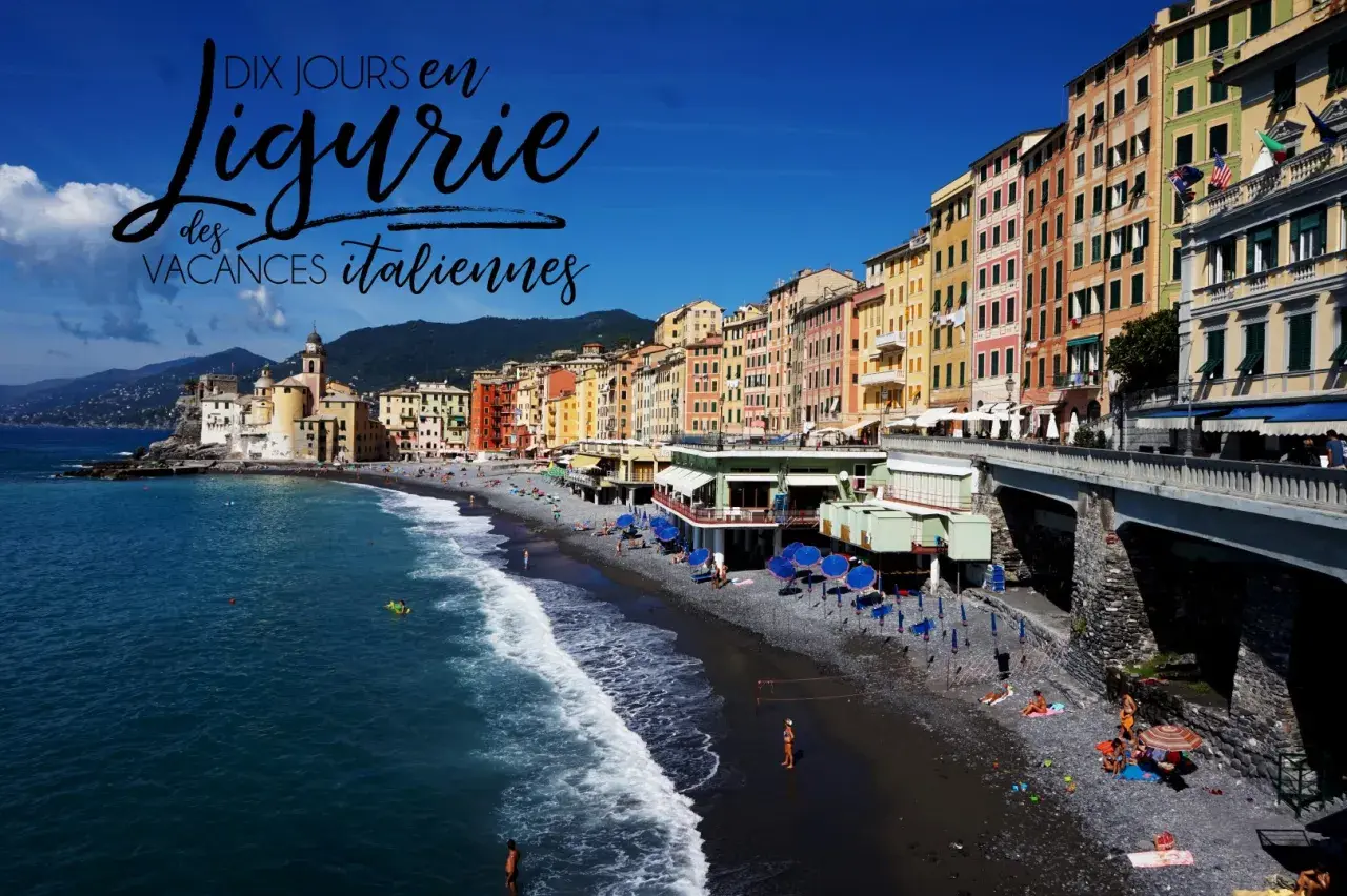 La Ligurie, une destination idéale pour visiter la Ligurie en voiture. Plage de galets, maisons colorées et mer bleue.