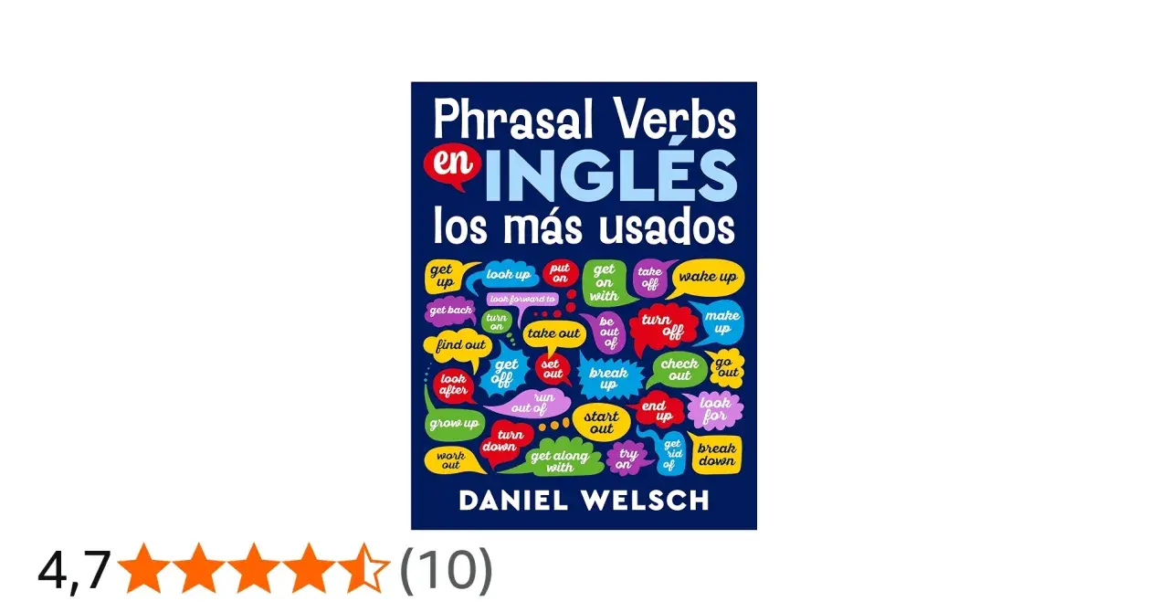 Portada de libro "Phrasal Verbs en Inglés" con muchos phrasal verbs con "up" como "wake up", "break up", "grow up".