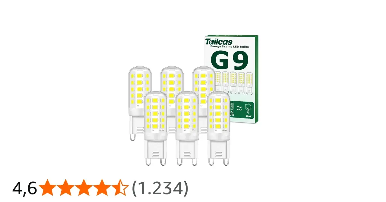 Pack de 6 bombillas LED G9 de bajo consumo. Iluminación eficiente para tu hogar.