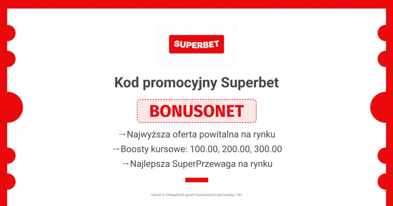 Kod promocyjny Superbet: BONUSONET. Zdobądź najwyższą ofertę powitalną, boosty kursowe i SuperPrzewagę. Idealne kody do Match Masters!