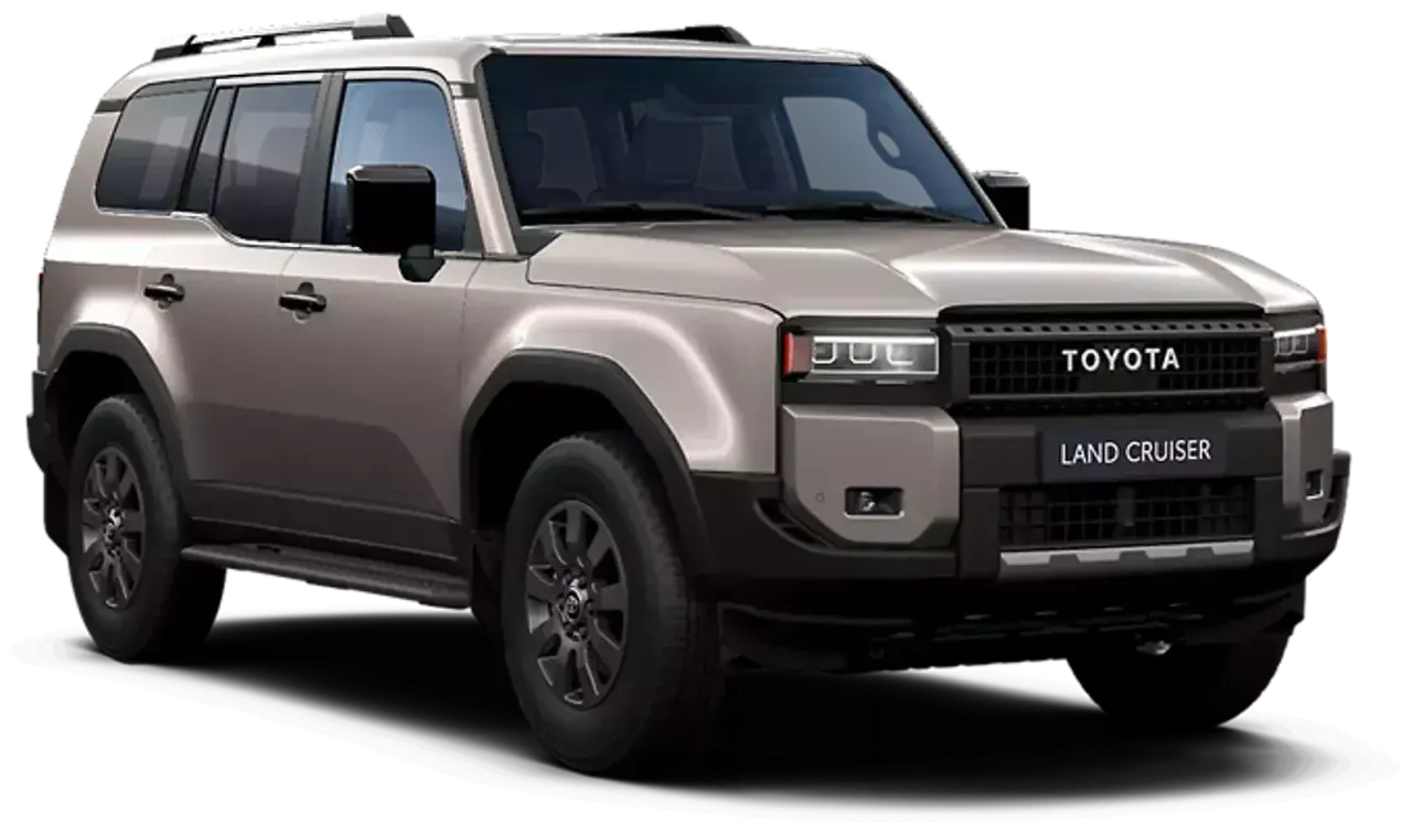 Nowy, masywny Toyota Land Cruiser, czyli jeep marzeń, gotowy na każdą wyprawę.