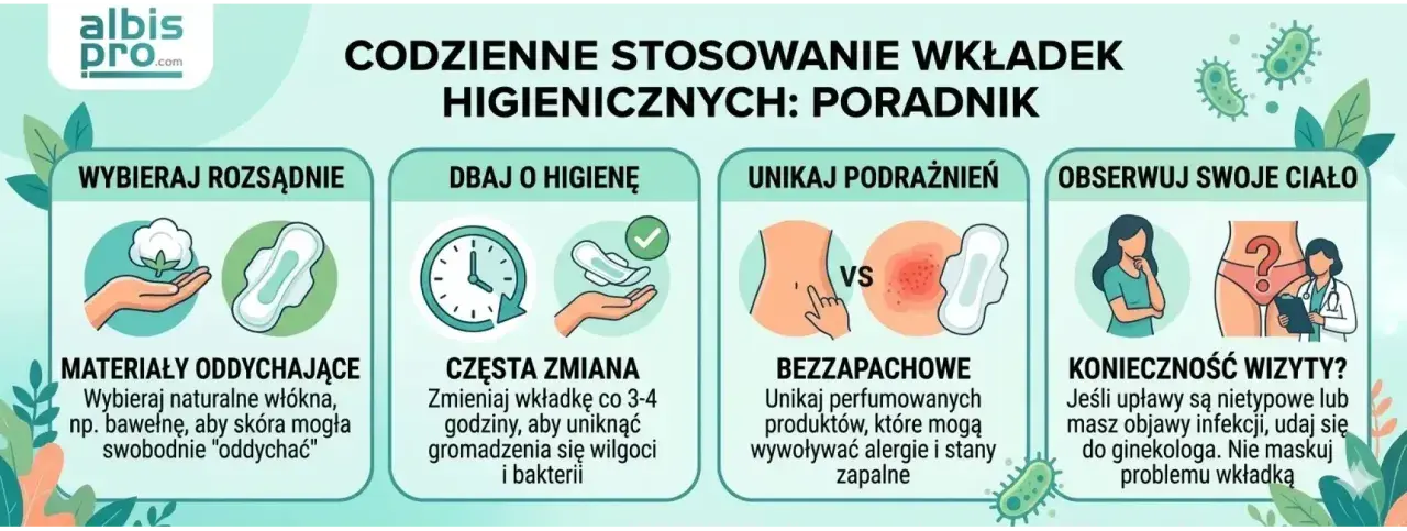 Poradnik: czy wkładki higieniczne można nosić codziennie? Wybieraj oddychające, często zmieniaj, unikaj podrażnień i obserwuj ciało.
