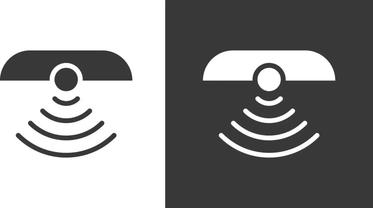 Símbolo de sensor de movimiento con ondas que emanan de un círculo central.