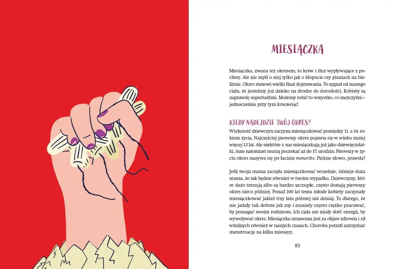 Dłoń trzymająca tampony, symbolizujące dojrzewanie i pierwszą miesiączkę. Dziewica wkracza w nowy etap życia.