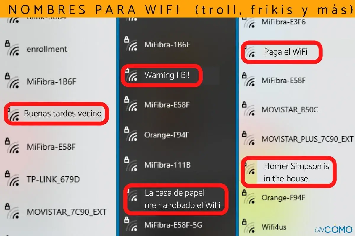 Lista de nombres graciosos en inglés para redes WiFi, como "Warning FBI!" o "Homer Simpson is in the house".
