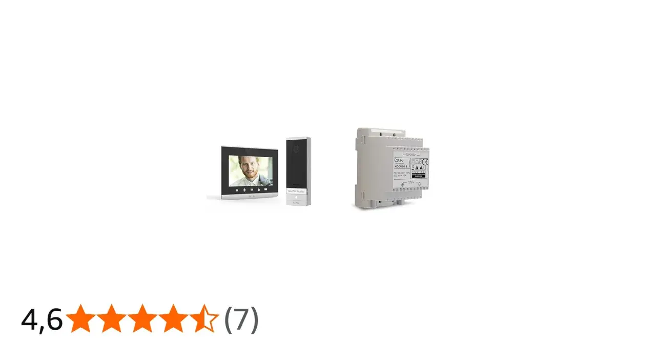 Extel Connect 2 : interphone vidéo avec écran et sonnette, et module d'alimentation pour une connexion wifi fiable.