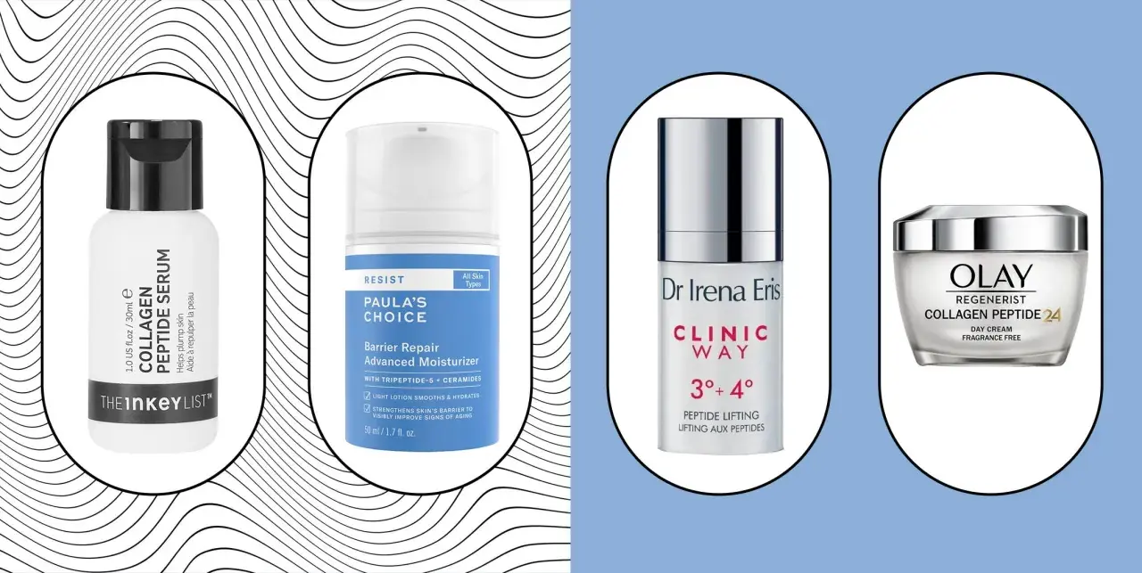 Rutina antiedad con cremas con péptidos: The Inkey List, Paula's Choice, Dr. Irena Eris y Olay Regenerist.