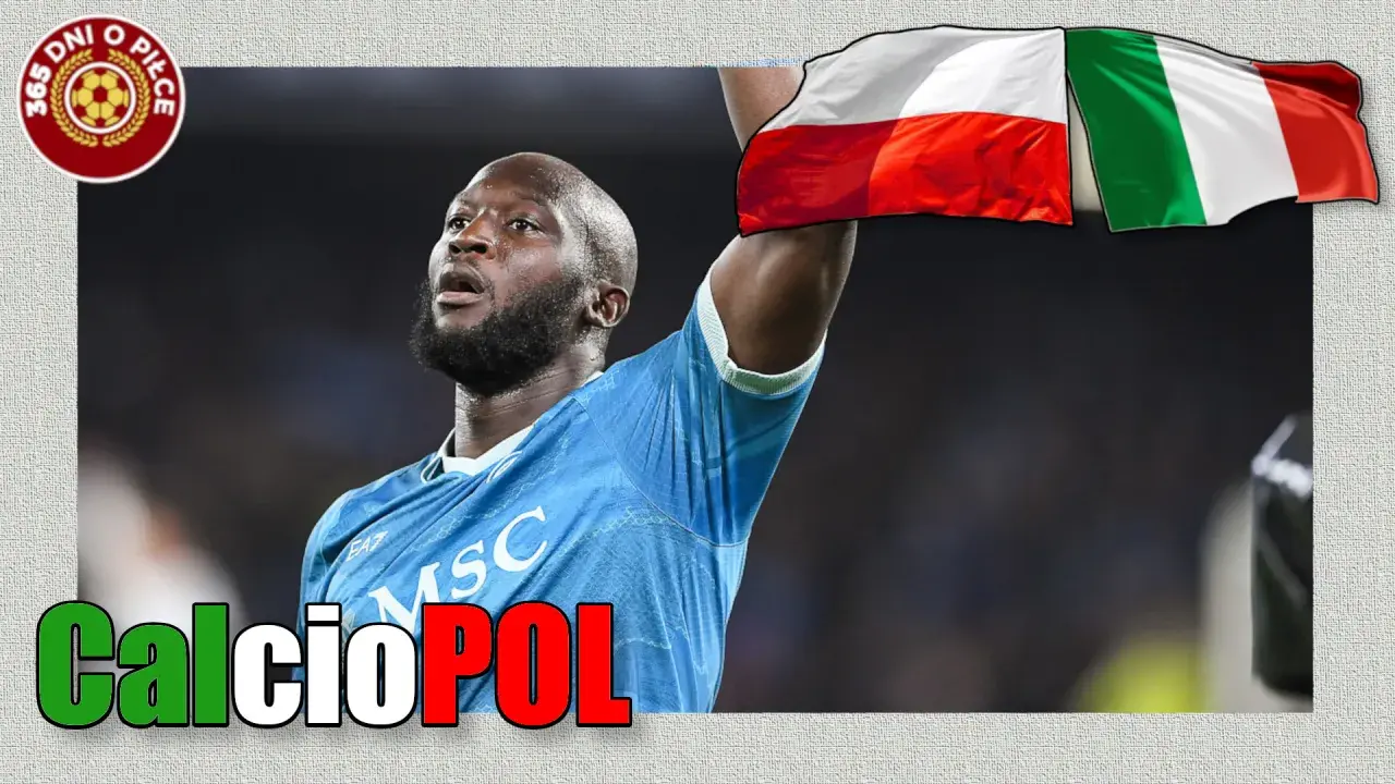 Piłkarz Romelu Lukaku z flagą Włoch i Polską.