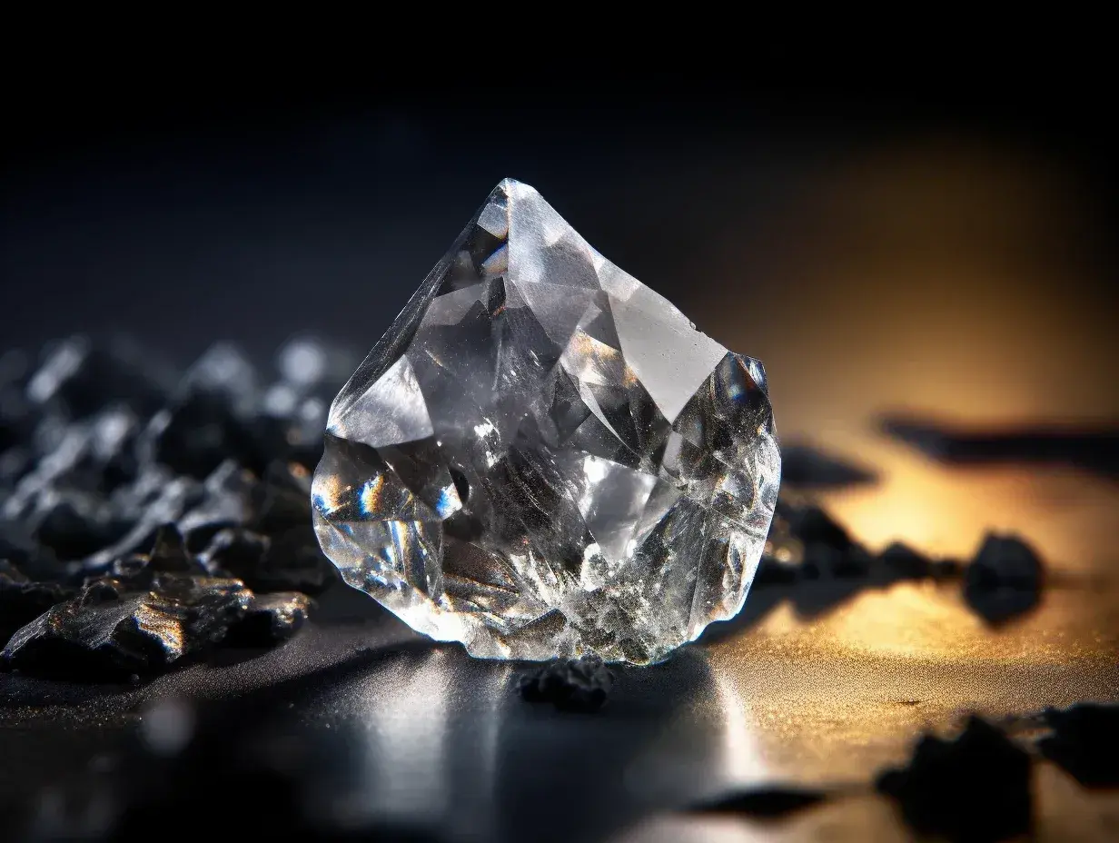Surowy diament, który może stać się brylantem. Co jest droższe brylant czy diament? To zależy od szlifu i jakości.