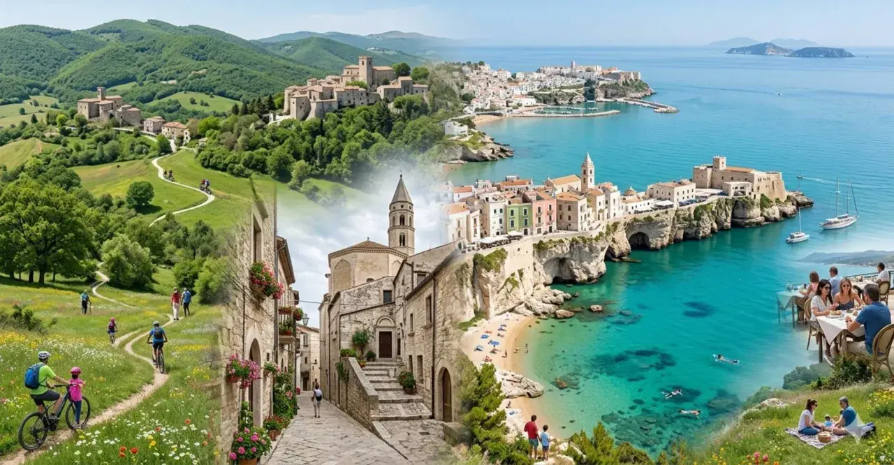 Un borgo collinare e un paese a picco sul mare cristallino. A Foggia c'è il mare, tra sentieri verdi e spiagge incantevoli.