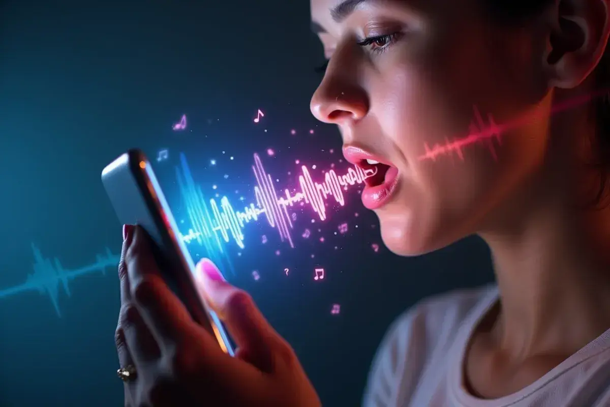 Kobieta śpiewa do telefonu, który analizuje dźwięk. Tak łatwo jak nigdy, jak znaleźć piosenkę po teledysku.
