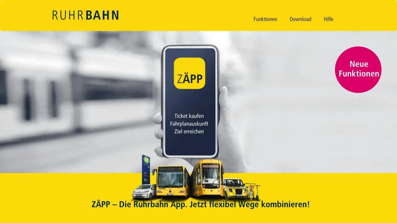 Das digitale Ticket der Ruhrbahn App "ZÄPP" ermöglicht Ticketkauf, Fahrplanauskunft und Zielerreichung.