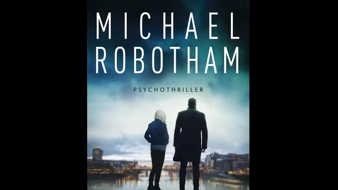 Michael Robotham: Ein Mann und eine Frau stehen vor einer Stadtkulisse. Die Reihenfolge der Bücher von Robotham ist spannend.