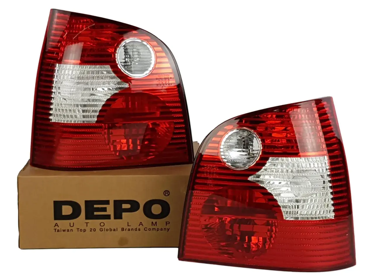 Dwa tylne światła do VW Polo 9N, marki DEPO. Kompletne, gotowe do montażu.