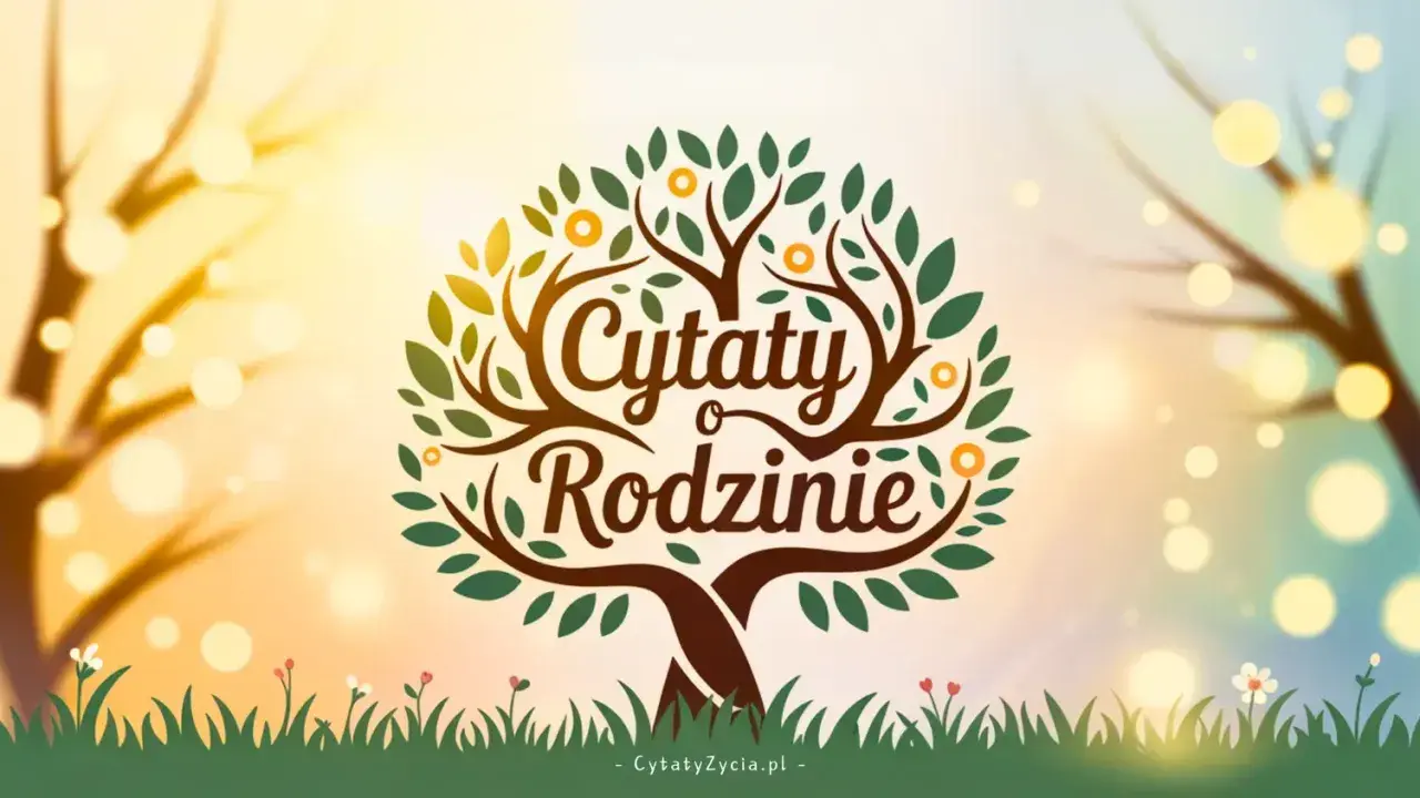 Drzewo życia z napisem "Cytaty o Rodzinie". Piękna grafika symbolizująca więzi rodzinne i mądrość.