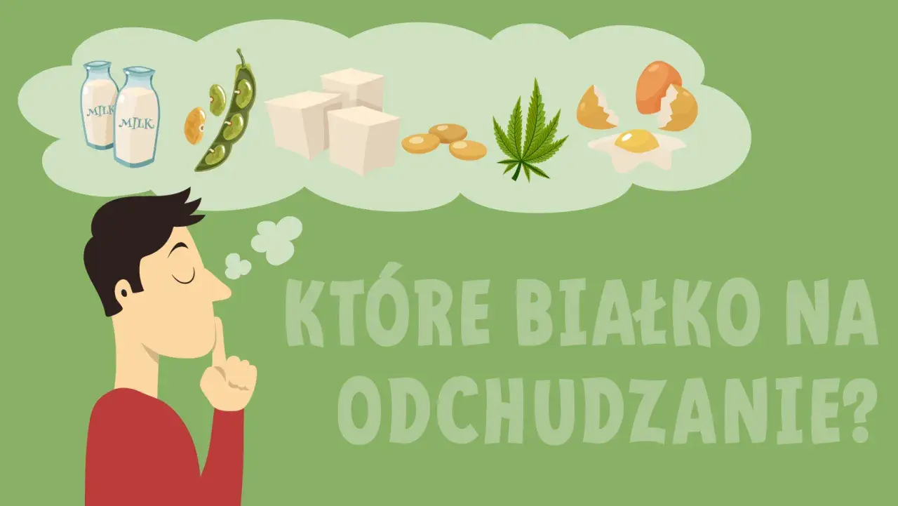 Mężczyzna zastanawia się, jak zwiększyć ilość białka w diecie, myśląc o mleku, soi, tofu, jajkach i konopiach.