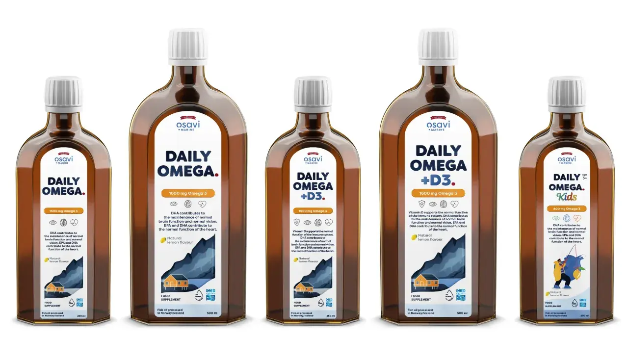 Wybierając kwasy omega-3, zwróć uwagę na butelki z płynem Osavi Daily Omega. Różne warianty, w tym z witaminą D3 i dla dzieci, pomogą Ci zadbać o zdrowie.