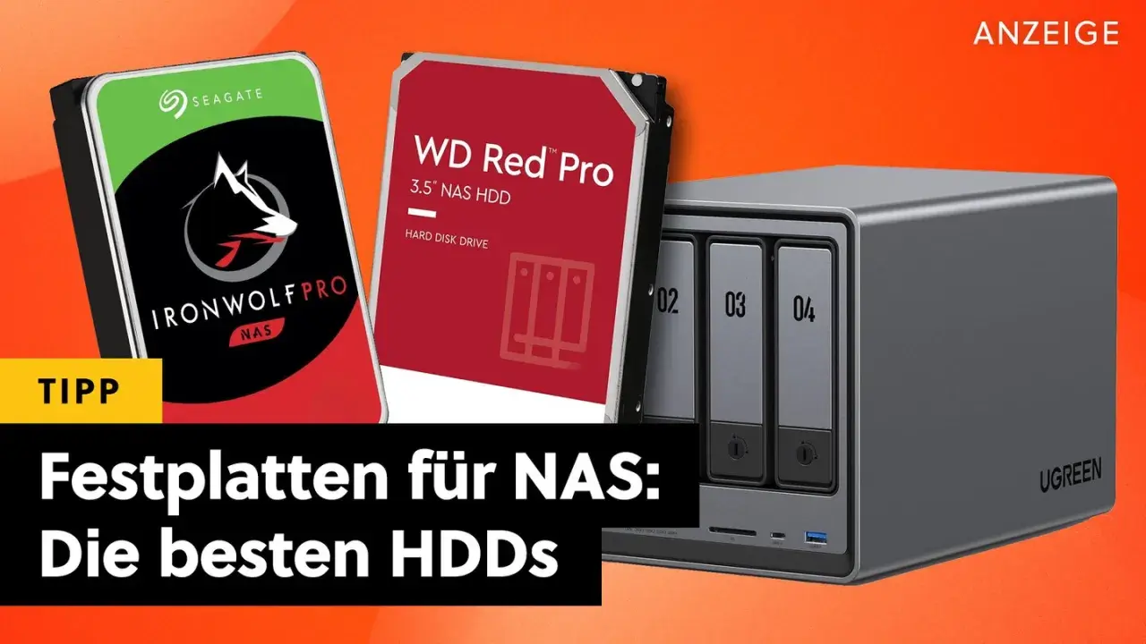 NAS-Festplatten von Seagate und WD Red Pro, bereit für ein RAID-System. Tipps für die besten HDDs.