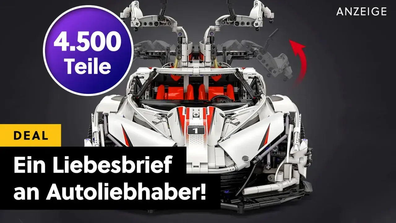 Ein detailliertes Modell eines weißen Hypercars aus 4.500 Teilen, ein Traum für jeden Autoliebhaber.