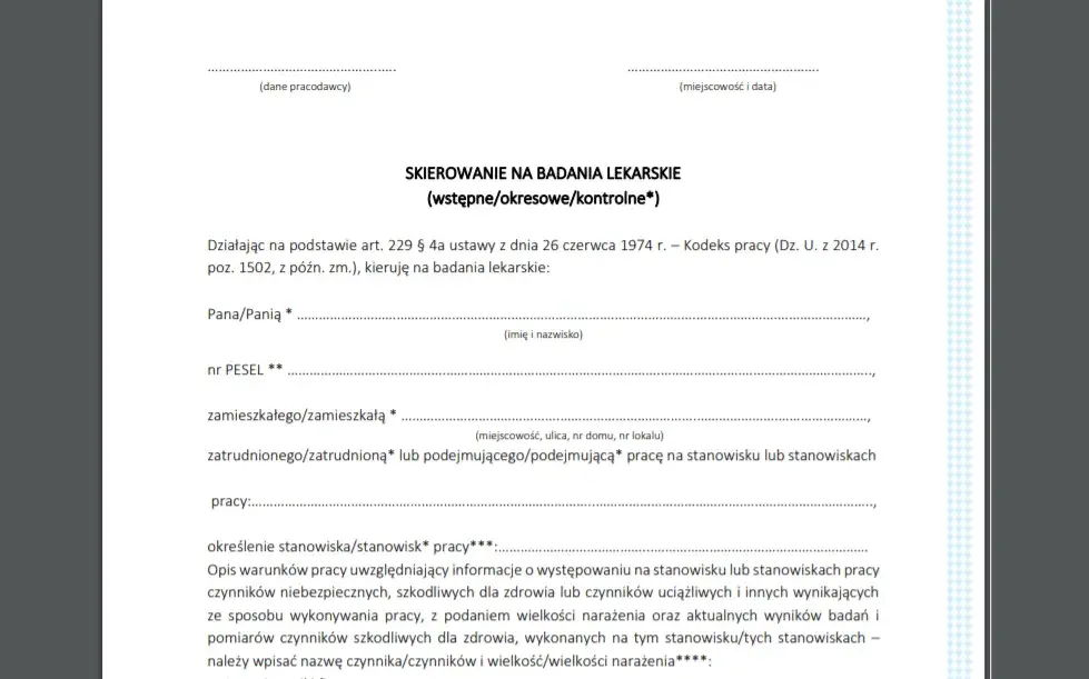 Skierowanie na badania okresowe - jak długo jest ważne?