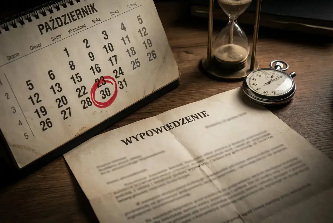 Kalendarz z zaznaczonym 30 października, klepsydra i stoper symbolizują upływ czasu. Ile czasu ma sąd na odpowiedź?