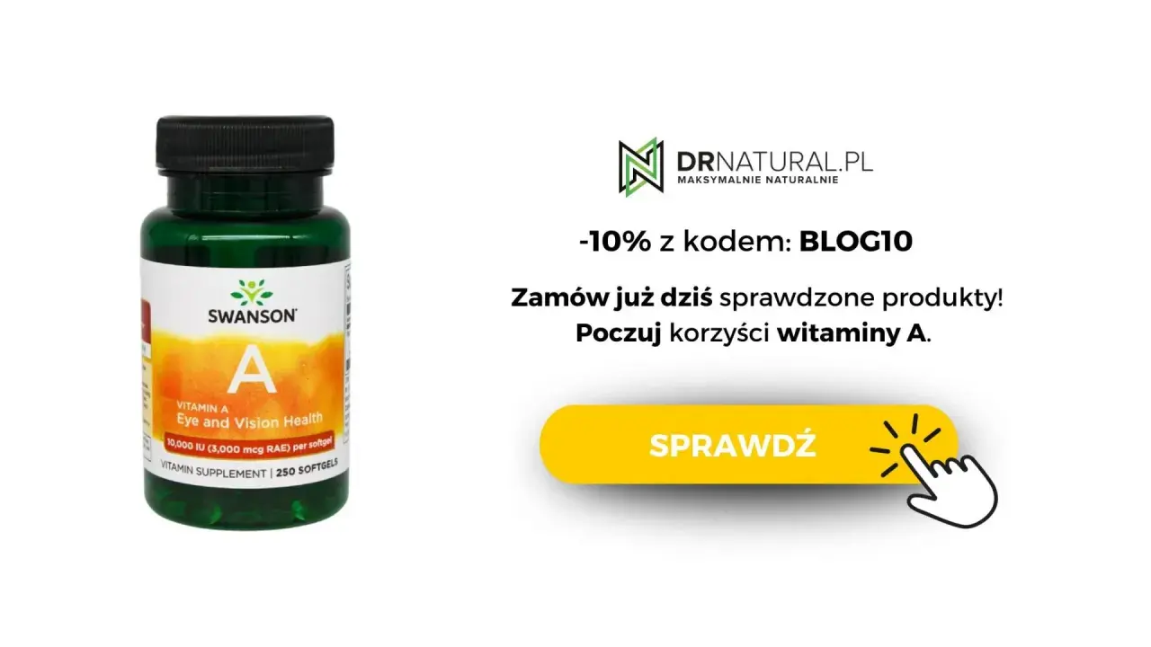 Butelka suplementu diety Swanson z witaminą A na oczy i wzrok.
