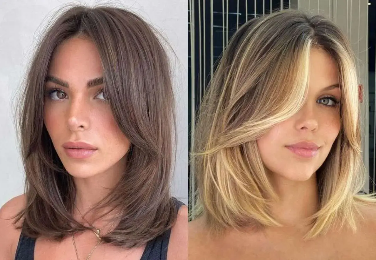 Dos mujeres lucen un bob moderno con capas atrevidas. Cortes de pelo mujer corto y chic que enmarcan el rostro.