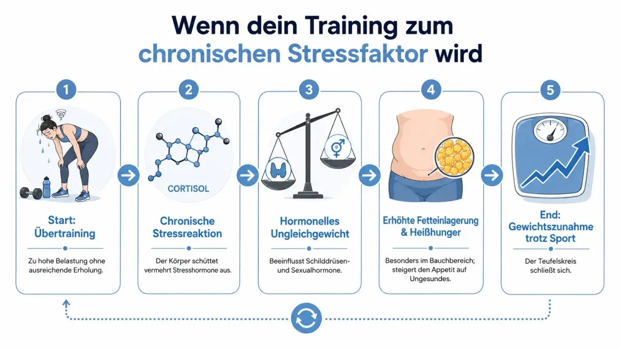 Quand le sport devient un stress : surentraînement, cortisol, déséquilibre hormonal, stockage de graisse et faim. Je mange peu, je fais du sport et je grossis.
