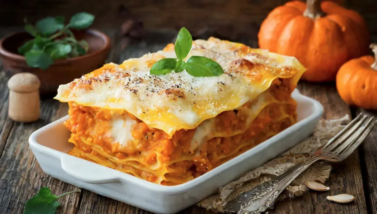 Délicieuse lasagne au potiron, une recette italienne réconfortante. Parfait pour un repas d'automne.