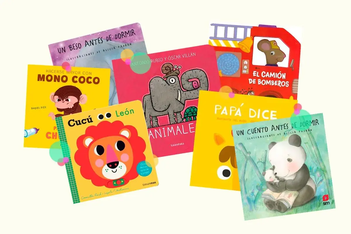 Colección de cuentos para niños de 1 año: "Mono Coco", "Cucú León", "El Camión de Bomberos", "Papá Dice" y más.