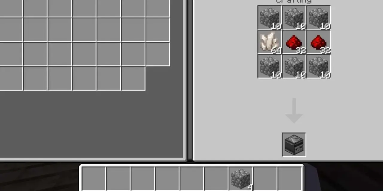 Jak zrobić observer w Minecraft: 6 kamienia, 2 pyłu czerwonego kamienia i 1 kwarc.