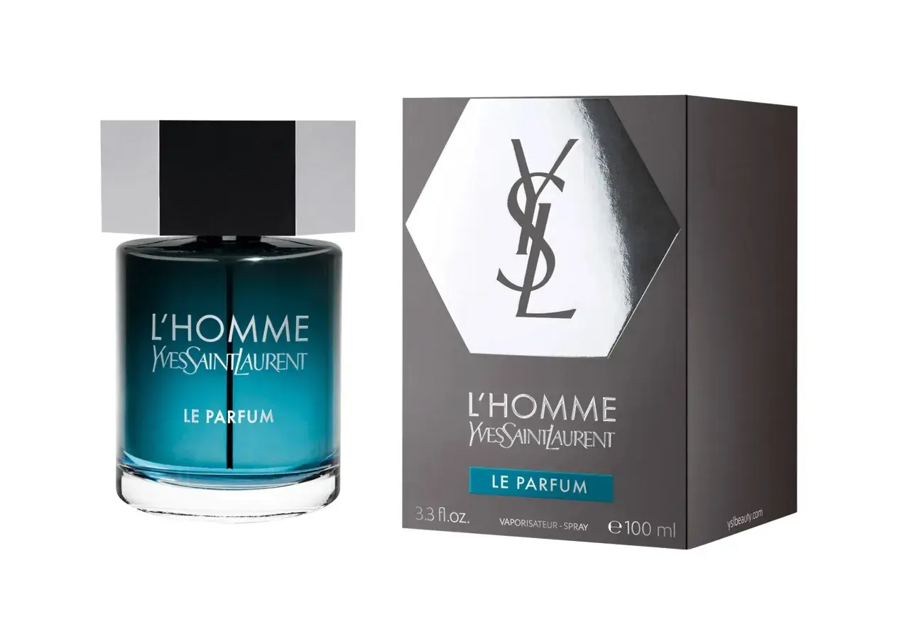 L'Homme Yves Saint Laurent Le Parfum, elegancki męski zapach w szklanej butelce i eleganckim opakowaniu.