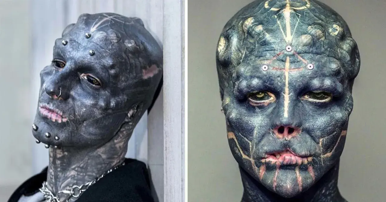 Anthony Loffredo, znany jako "Black Alien", z ekstremalnymi modyfikacjami ciała, w tym tatuażami i implantami.