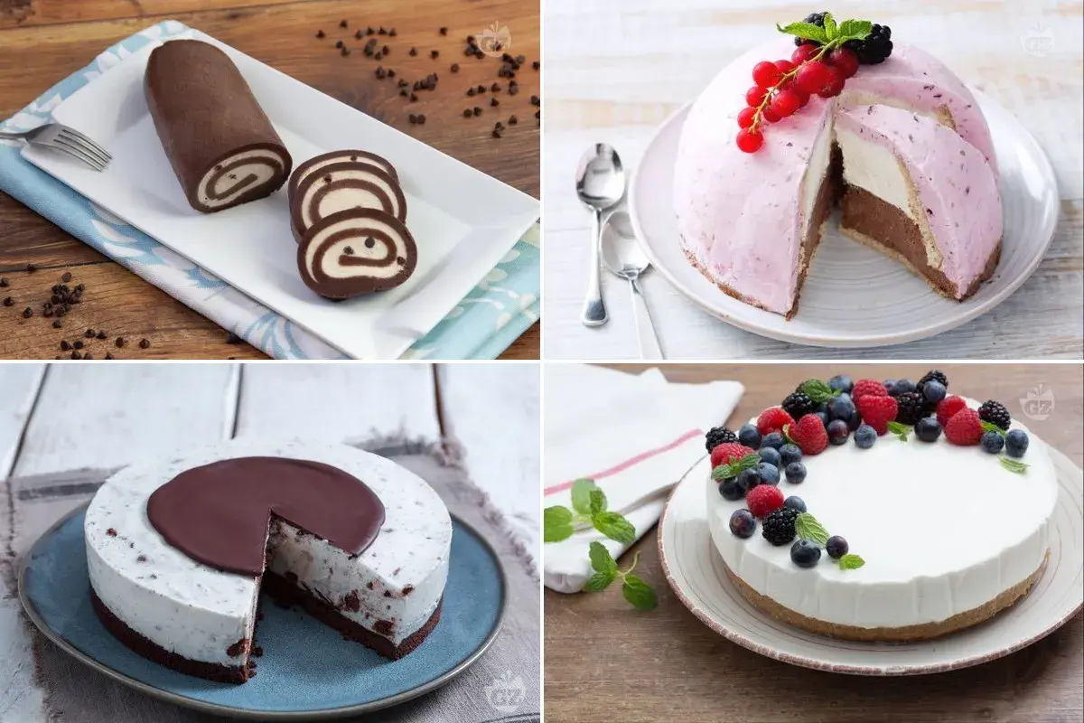 Rotolo al cioccolato, torta gelato alle fragole, cheesecake ai frutti di bosco e torta fredda al cioccolato: dolci semplicissimi per ogni occasione.