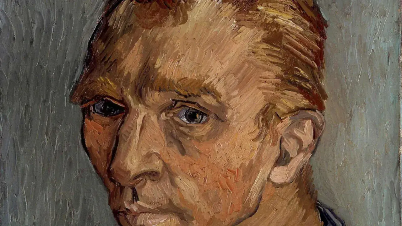 Ein intensives Porträt von Vincent van Gogh, das die Frage "was ist ein Porträt" durch seine expressive Pinselführung und den Blick des Künstlers beantwortet.