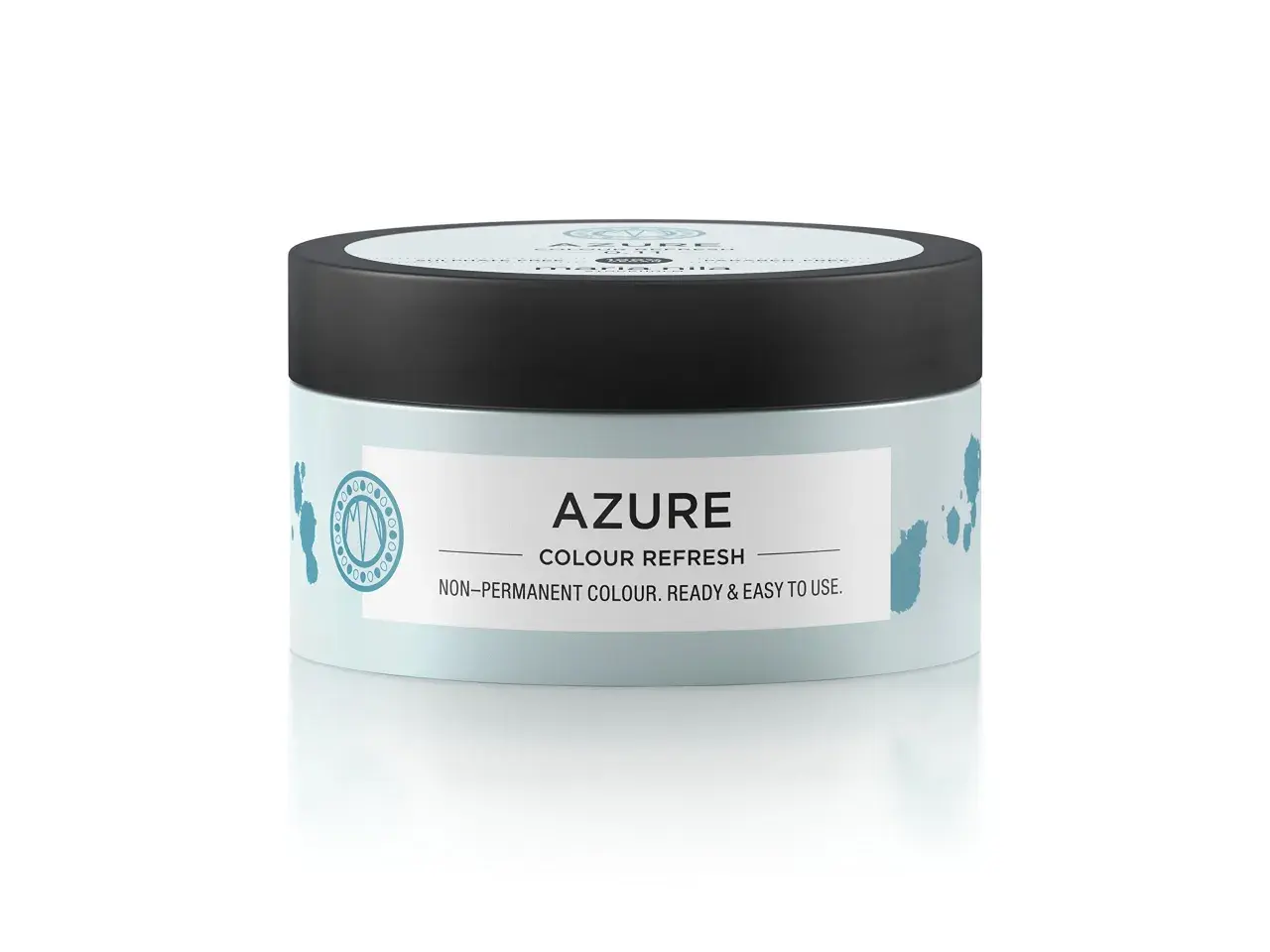 En burk med Maria Nila Azure Colour Refresh, en lättanvänd, icke-permanent hårfärg.